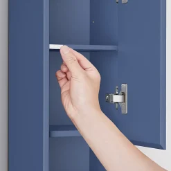 Sobuy Armoire Salle de Bain en MDF Bleue avec Tiroir et Étagères Réglables