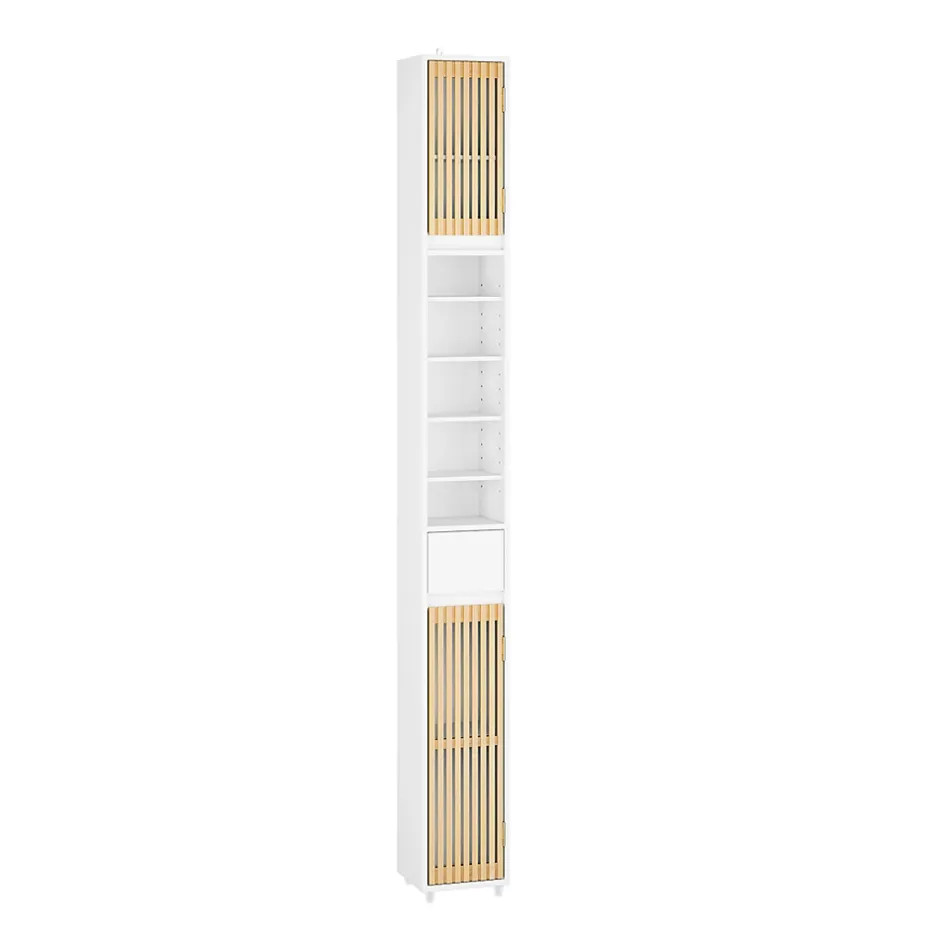 Sobuy Colonne d'Armoire pour Salle de Bain avec 6 Étagères Réglables, Blanche, 20x20x180 cm, BZR34-BW* Colonne De Salle De Bains