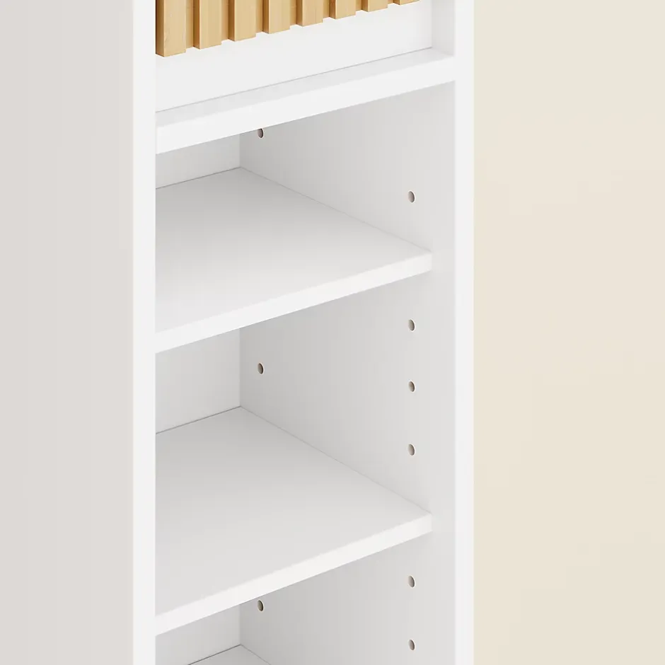 Sobuy Colonne d'Armoire pour Salle de Bain avec 6 Étagères Réglables, Blanche, 20x20x180 cm, BZR34-BW* Colonne De Salle De Bains