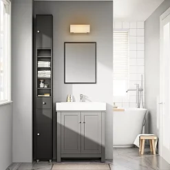 Sobuy Colonne de salle de bain étanche avec étagères et tiroirs réglables, MDF noir* Colonne De Salle De Bains