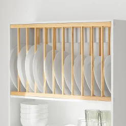 Sobuy KCR09-W Porte-Assiettes Murale, Meuble de Rangement d'Assiettes et Epices, Etagère Murale Blanche* Tablier Et Habillage De Baignoire