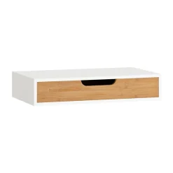 Sobuy Étagère Murale avec Tiroir - Étagère Flottante Moderne Blanche & Nature* Armoire De Salle De Bains