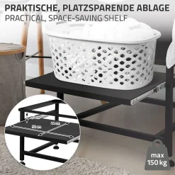 Ml-Design Socle de machine à laver avec étagère extensible base sèche-linge en acier noir* Etendoir À Linge