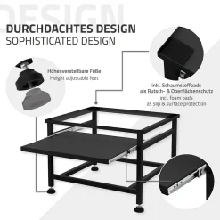 Ml-Design Socle de machine à laver avec étagère extensible base sèche-linge en acier noir* Etendoir À Linge