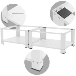 Ml-Design Socle machine à laver double avec étagère base sèche-linge blanc 150 kg/support* Etendoir À Linge