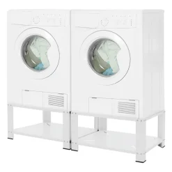 Ml-Design Socle machine à laver double avec étagère base sèche-linge blanc 150 kg/support* Etendoir À Linge