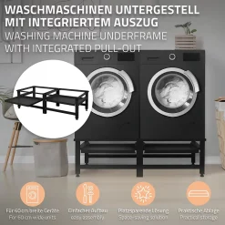 Ml-Design Socle machine à laver double avec étagère base sèche-linge noir 150 kg/support* Etendoir À Linge