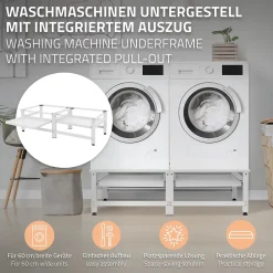 Ml-Design Socle machine à laver double avec étagère base sèche-linge blanc 150 kg/support* Etendoir À Linge