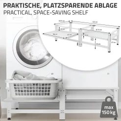 Ml-Design Socle machine à laver double avec étagère base sèche-linge blanc 150 kg/support* Etendoir À Linge