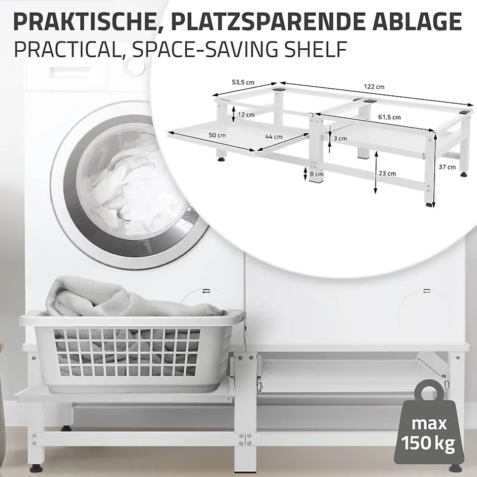 Ml-Design Socle machine à laver double avec étagère base sèche-linge blanc 150 kg/support* Etendoir À Linge