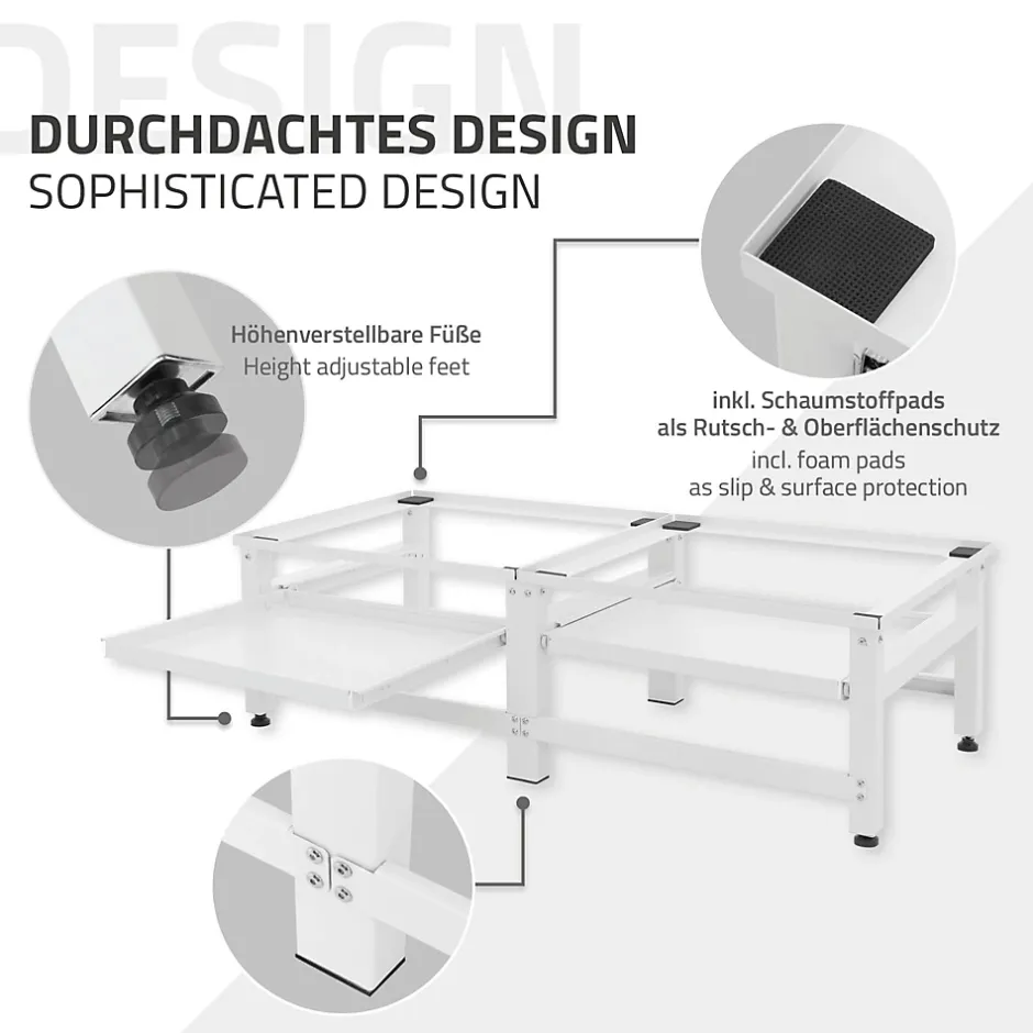 Ml-Design Socle machine à laver double avec étagère base sèche-linge blanc 150 kg/support* Etendoir À Linge