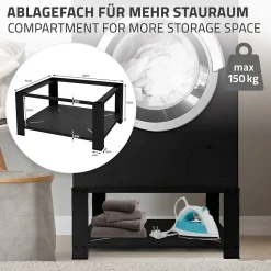 Ml-Design Socle pour machine à laver en acier noir accessoire avec étagère 63x54x32 cm* Etendoir À Linge