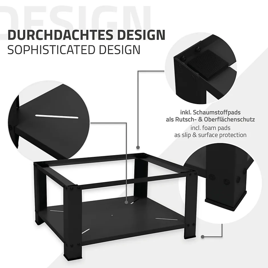 Ml-Design Socle pour machine à laver en acier noir accessoire avec étagère 63x54x32 cm* Etendoir À Linge