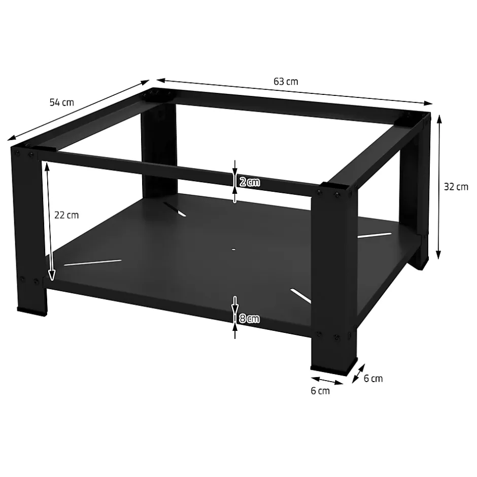 Ml-Design Socle pour machine à laver en acier noir accessoire avec étagère 63x54x32 cm* Etendoir À Linge