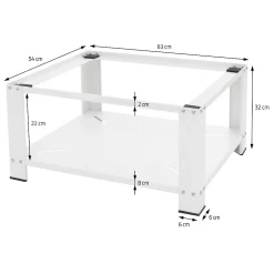 Ml-Design Socle pour machine à laver en acier blanc accessoire avec étagère 63x54x32 cm
