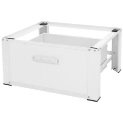 Ml-Design Socle pour machine à laver en acier blanc accessoire avec tiroir 63x54x31,5 cm
