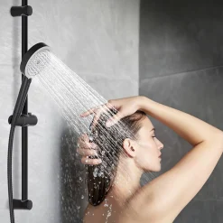 Sofetiy Max Barre de douche en acier inoxydable - Kit complet avec coulisseau rond et fixations chromées