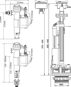 Somatherm for you - Mécanisme complet à double poussoir à étrier NF avec robinet réversible* Chasse D'Eau