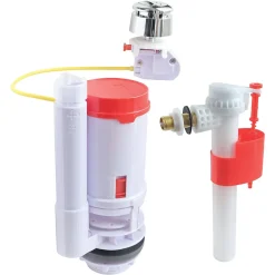 Somatherm for you - Pack mécanisme WC à câble double chasse + Robinet flotteur alimentation latérale