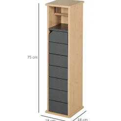Homcom Support papier toilette - porte-papier toilette - armoire pour papier toilette - 2 niveaux + sortie papier MDF gris bambou