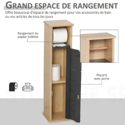 Homcom Support papier toilette - porte-papier toilette - armoire pour papier toilette - 2 niveaux + sortie papier MDF gris bambou