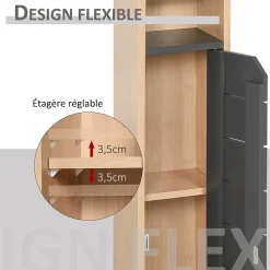 Homcom Support papier toilette - porte-papier toilette - armoire pour papier toilette - 2 niveaux + sortie papier MDF gris bambou