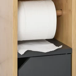 Homcom Support papier toilette - porte-papier toilette - armoire pour papier toilette - 2 niveaux + sortie papier MDF gris bambou