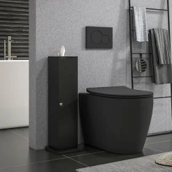 Homcom Support papier toilette - porte-papier toilette - armoire pour papier toilette - 3 niveaux + sortie papier MDF noir* Meuble Wc