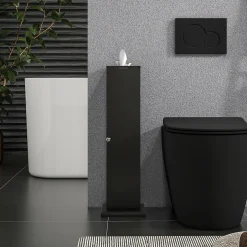 Homcom Support papier toilette - porte-papier toilette - armoire pour papier toilette - 3 niveaux + sortie papier MDF noir* Meuble Wc