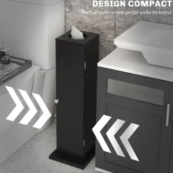 Homcom Support papier toilette - porte-papier toilette - armoire pour papier toilette - 3 niveaux + sortie papier MDF noir* Meuble Wc