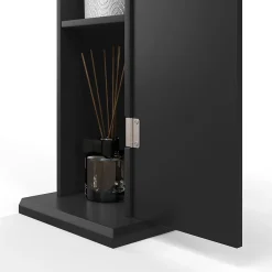 Homcom Support papier toilette - porte-papier toilette - armoire pour papier toilette - 3 niveaux + sortie papier MDF noir* Meuble Wc