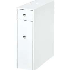 Homcom Support papier toilette - porte-papier toilette - armoire pour papier toilette - 2 tiroirs, coffre - MDF blanc