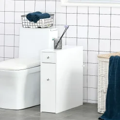 Homcom Support papier toilette - porte-papier toilette - armoire pour papier toilette - 2 tiroirs, coffre - MDF blanc