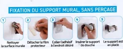 MTK Support universel pour douchette adhésif en ABS chromé,