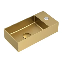 Swiss Aqua Technologies Aurum Lave mains en Acier Inoxydable 304, 40x22x11cm, Or brossé PVD (SATAUR4022BG)
