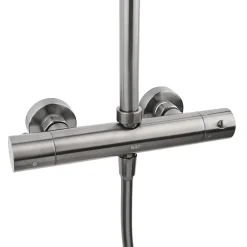 Swiss Aqua Technologies Aurum colonne de douche avec mitigeur thermostatique + douche de tête + douchette à main, métal brossé* Colonne De Douche Hydromassante