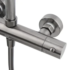 Swiss Aqua Technologies Aurum colonne de douche avec mitigeur thermostatique + douche de tête + douchette à main, métal brossé* Colonne De Douche Hydromassante