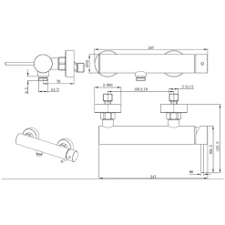 Swiss Aqua Technologies Aurum mitigeur de douche mural 150 mm à levier sans set de douche, or rose brossé (SATBAUR268BRG)