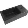 Swiss Aqua Technologies Brevis Lave-mains suspendu Noir mat avec trou pour robinetterie à droite, 40,5x20,5x10,5cm + Bonde* Lavabo