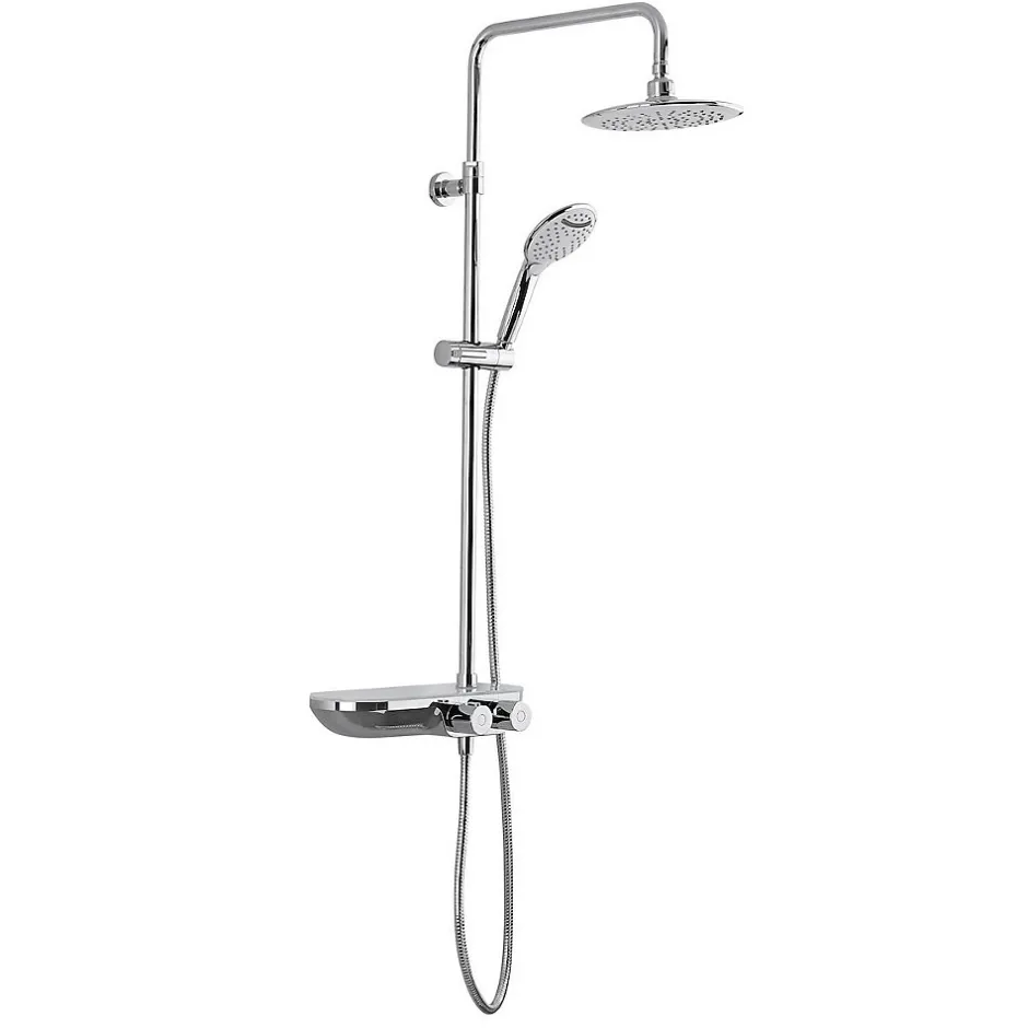 Swiss Aqua Technologies Colonne douche, Douchette 3 jets, mitigeur thermostatique, Barre réglable en hauteur, Chrome/Blanc
