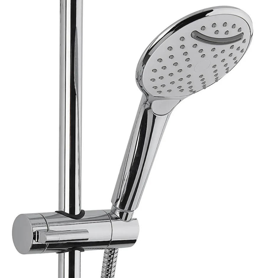 Swiss Aqua Technologies Colonne douche, Douchette 3 jets, mitigeur thermostatique, Barre réglable en hauteur, Chrome/Blanc