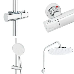 Swiss Aqua Technologies Colonne de douche XXL 250 avec mitigeur thermostatique, Douchette 3 jets, chrome (SATSSTKE)