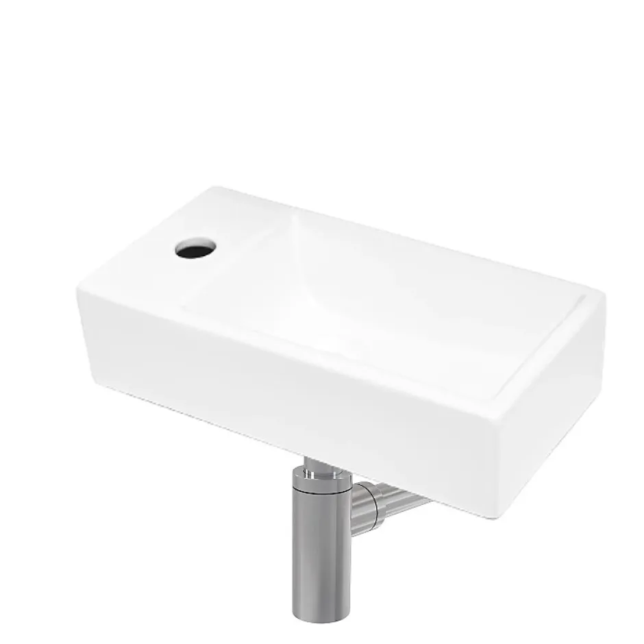 Swiss Aqua Technologies Ensemble lave-mains suspendu avec trou pour robinetterie 40.5x20.5 + Siphon (SATBRE4020SL-SET2)
