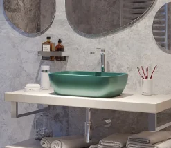 Swiss Aqua Technologies Infinitio Vasque à poser 45,5 x 32,5 x 13,5 cm, sans trop-plein, Vert foncé mat (SATINF4532DGEM)* Vasque À Poser