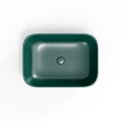 Swiss Aqua Technologies Infinitio Vasque à poser 45,5 x 32,5 x 13,5 cm, sans trop-plein, Vert foncé mat (SATINF4532DGEM)* Vasque À Poser