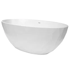 Swiss Aqua Technologies Meda Baignoire ilot autoportante 167x82,3 cm en marbre coulé 309L, sans pieds, blanc (SATME1670):