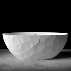 Swiss Aqua Technologies Meda Baignoire ilot autoportante 167x82,3 cm en marbre coulé 309L, sans pieds, blanc (SATME1670):