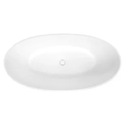 Swiss Aqua Technologies Meda Baignoire ilot autoportante 167x82,3 cm en marbre coulé 309L, sans pieds, blanc (SATME1670):
