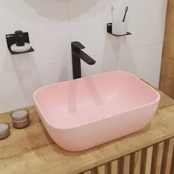 Swiss Aqua Technologies Mood mitigeur lavabo XL avec levier sans tirette, G3/8, Noir mat (SATBSMOOD285C)* Robinet Lavabo Et Vasque