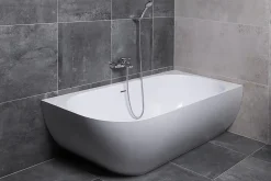 Swiss Aqua Technologies Nelly 175x82 cm Baignoire droite Autoportante orientation droite en marbre coulé, Blanc (NEL1700P)* Baignoire Droite